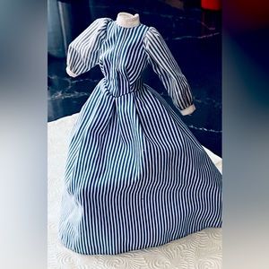Barbie historical nursing outfit of Florence Nightingale era stripes puff sleeve